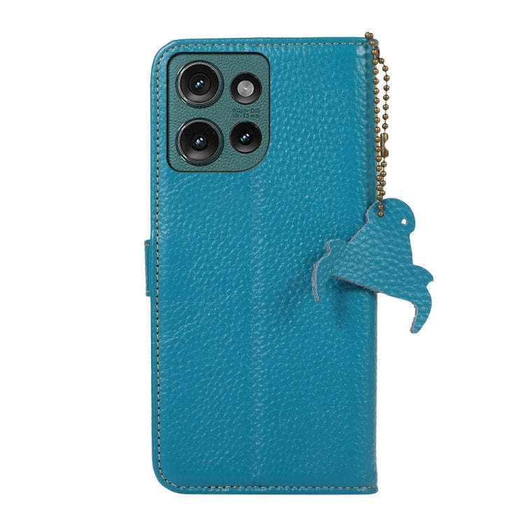 For Motorola Edge 50 Neo Genuine Leather Litchi Texture RFID Leather Phone Case(Blue)