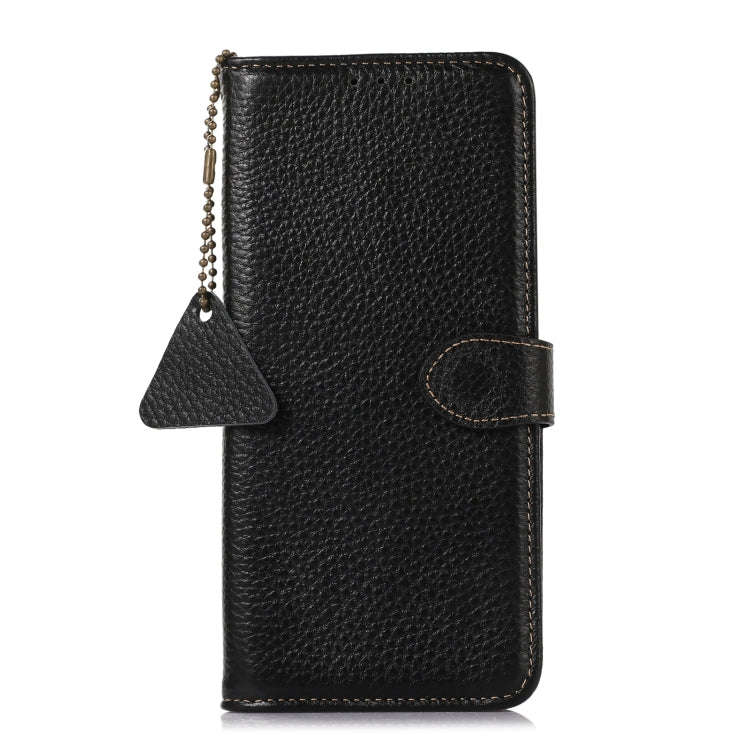 For Motorola Edge 50 Neo Genuine Leather Litchi Texture RFID Leather Phone Case(Black)