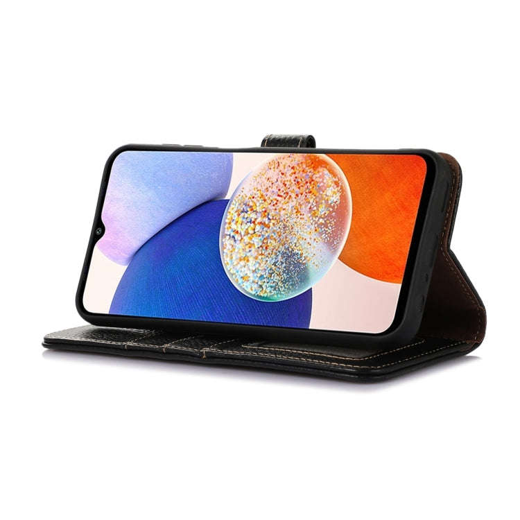 For Motorola Edge 50 Neo Genuine Leather Litchi Texture RFID Leather Phone Case(Black)