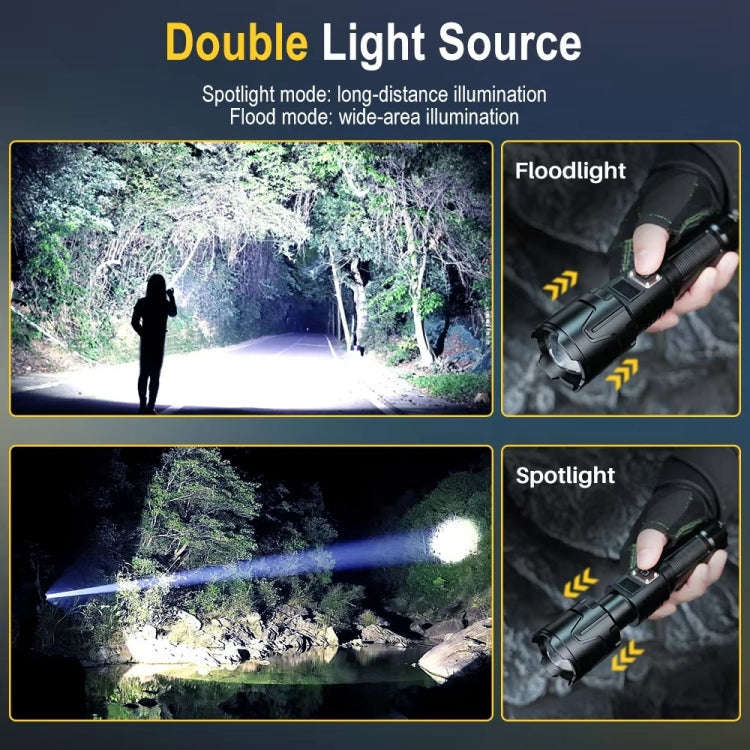 S2301 30W White Laser Wick 1000LM Telescopic Zoom LED Flashlight(Black)