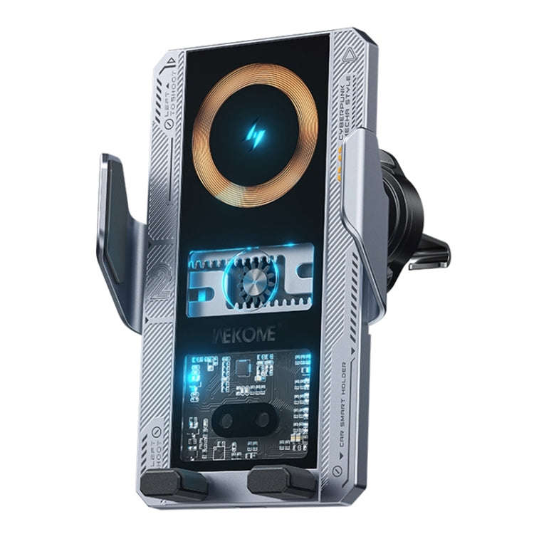 WEKOME WP-U208 15W Mechanical Transparent Wireless Charging Car Holder(Grey)