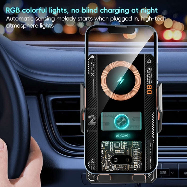 WEKOME WP-U208 15W Mechanical Transparent Wireless Charging Car Holder(Grey)