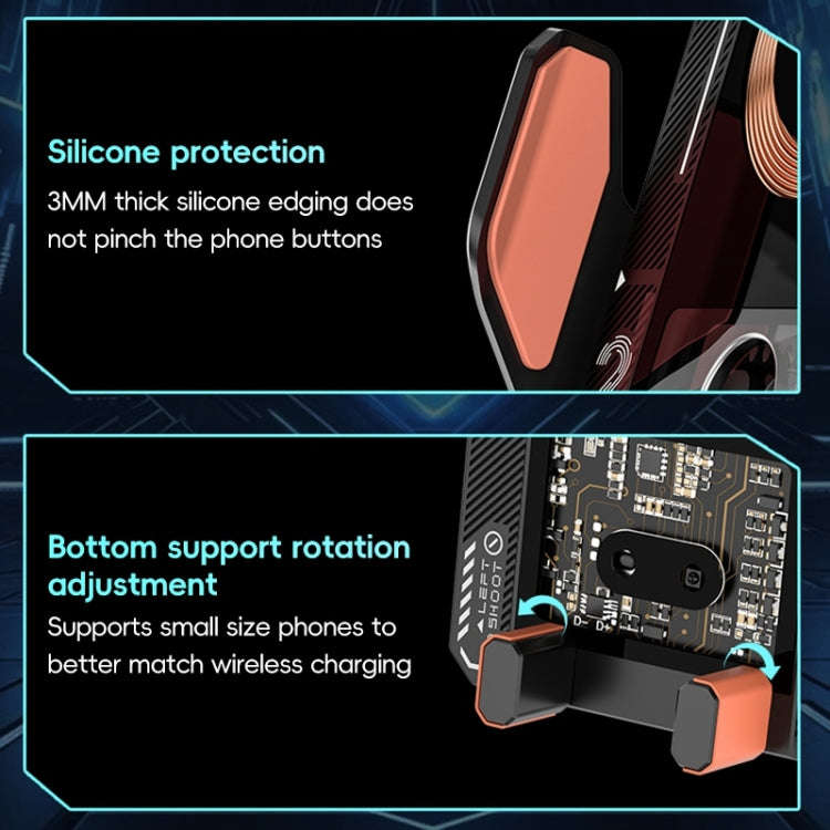 WEKOME WP-U208 15W Mechanical Transparent Wireless Charging Car Holder(Black)