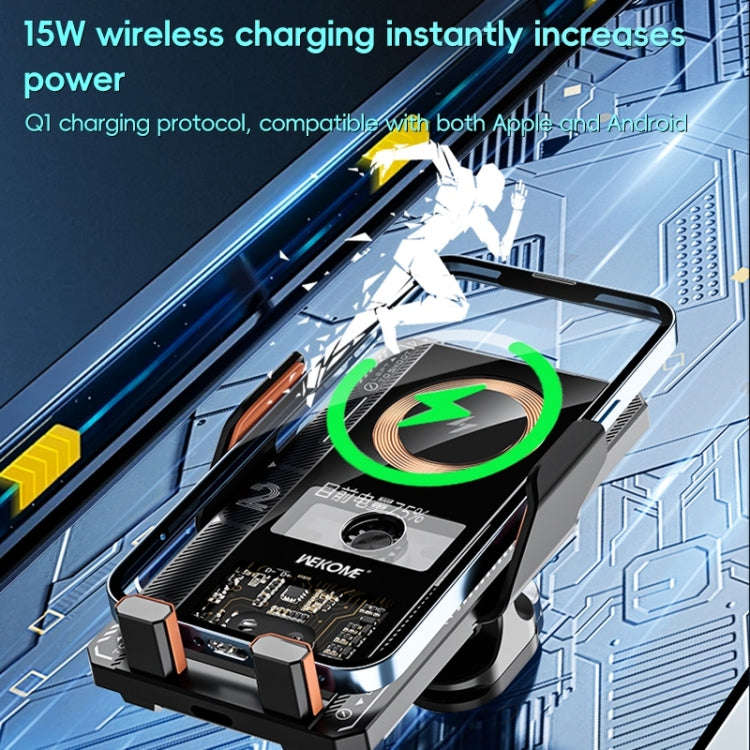 WEKOME WP-U208 15W Mechanical Transparent Wireless Charging Car Holder(Black)
