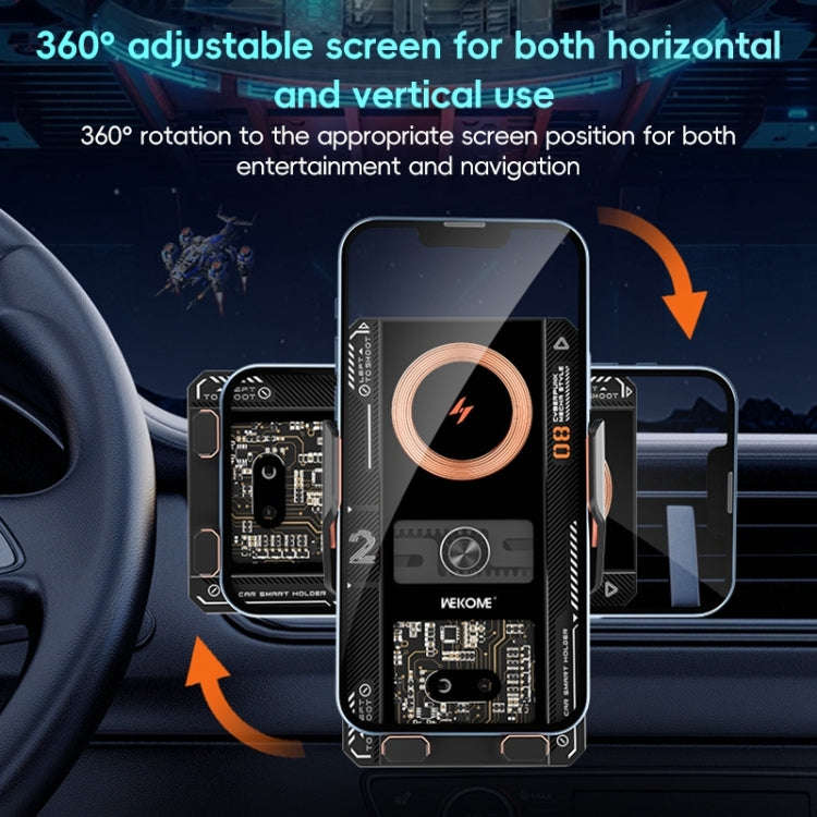 WEKOME WP-U208 15W Mechanical Transparent Wireless Charging Car Holder(Grey)