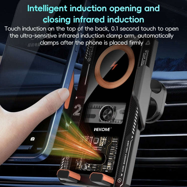 WEKOME WP-U208 15W Mechanical Transparent Wireless Charging Car Holder(Grey)