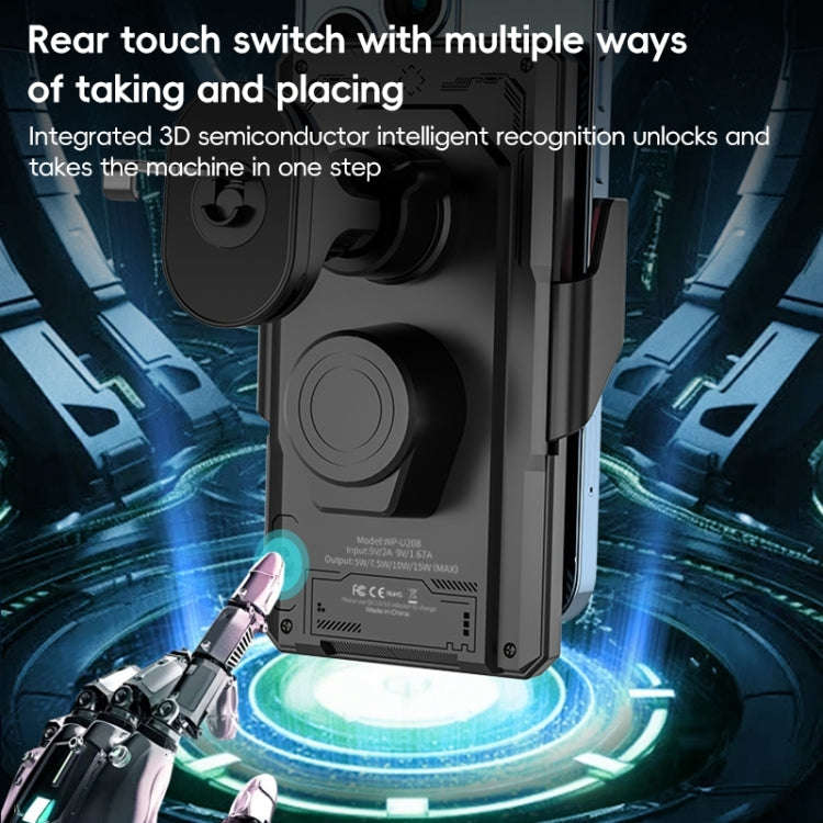 WEKOME WP-U208 15W Mechanical Transparent Wireless Charging Car Holder(Grey)
