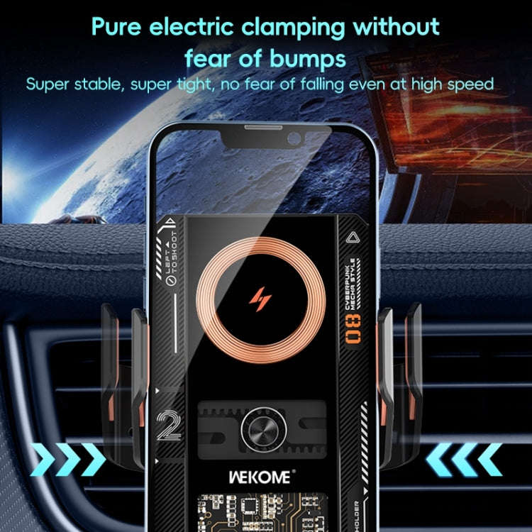 WEKOME WP-U208 15W Mechanical Transparent Wireless Charging Car Holder(Grey)