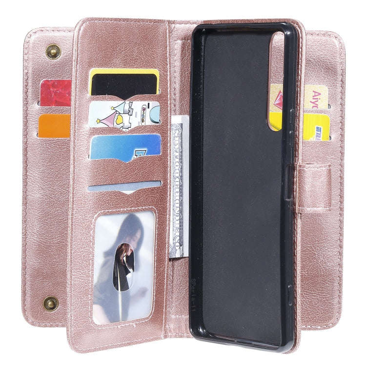 For Sony Xpeira 1 II Multifunctional Magnetic Copper Buckle Horizontal Flip Solid Color Leather C...