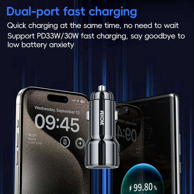 WEKOME WP-C49 Pop Digital Series USB, USB-C / Type-C 63W Fast Car Charger(Tarnish)