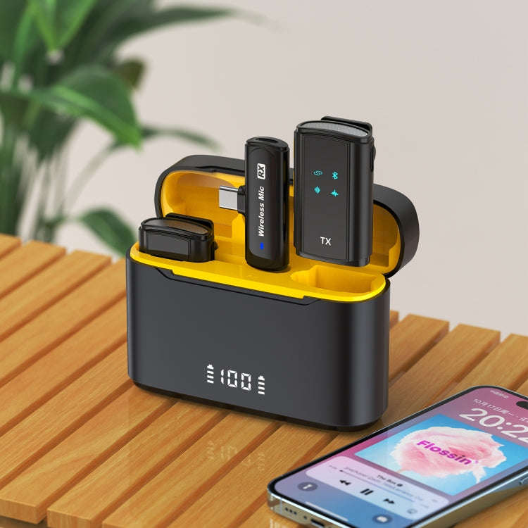 J28 1 TX + 2 RX Lavalier Smart Noise Reduction Wireless Microphone with Charging Compartment(Type-C)