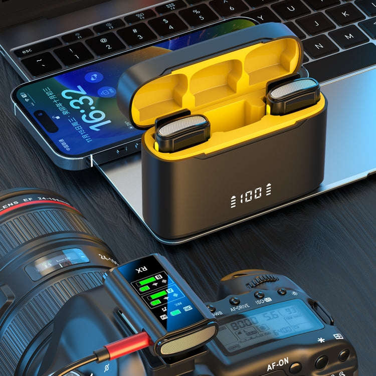 J28 1 TX + 2 RX Lavalier Smart Noise Reduction Wireless Microphone with Charging Compartment(Type-C)