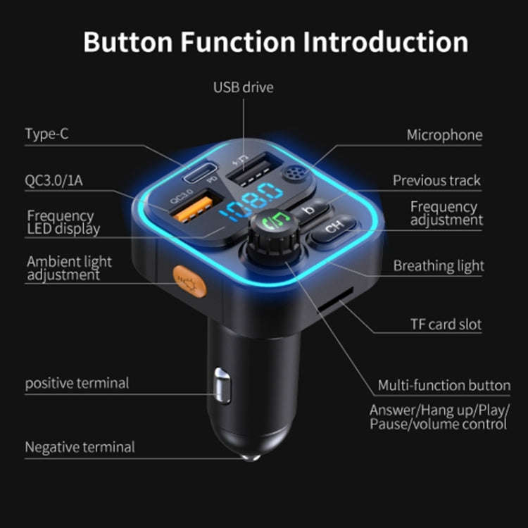 WEKOME WP-C52 Pop Digital Series MP3 Wireless Fast Charging Car Charger(Black)