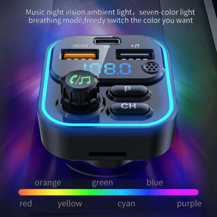 WEKOME WP-C52 Pop Digital Series MP3 Wireless Fast Charging Car Charger(Black)