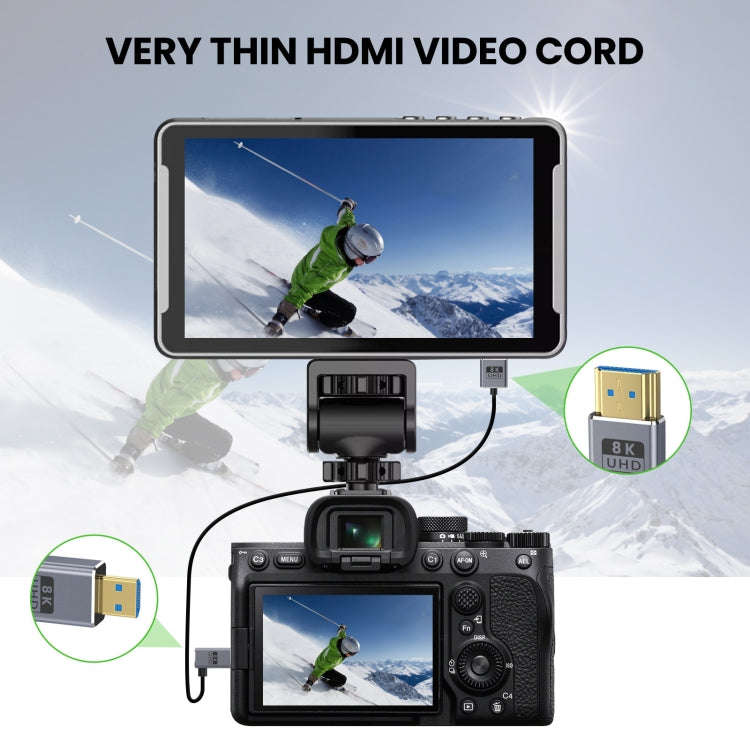 30cm Coaxial Micro HDMI to HDMI 8K UHD 48Gbps Video Connection Cable, Style:Left Elbow