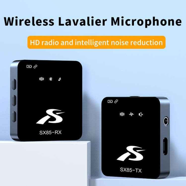 SX85 1 TX + 2 RX Square Smart Noise Reduction Lavalier Wireless Microphone(Type-C)