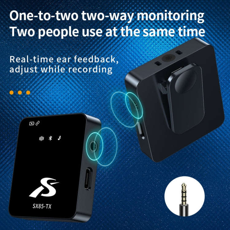 SX85 1 TX + 2 RX Square Smart Noise Reduction Lavalier Wireless Microphone(Type-C)