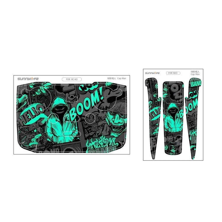 For DJI Neo Drone Body Remote Control Protective Sticker(Green Hat Man)