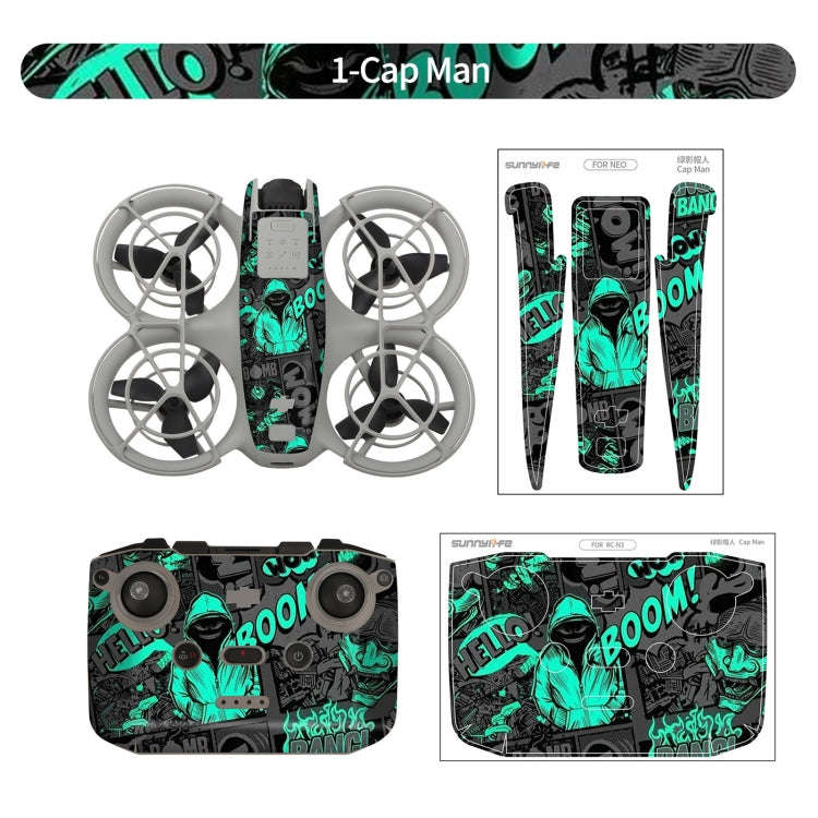 For DJI Neo Drone Body Remote Control Protective Sticker(Green Hat Man)