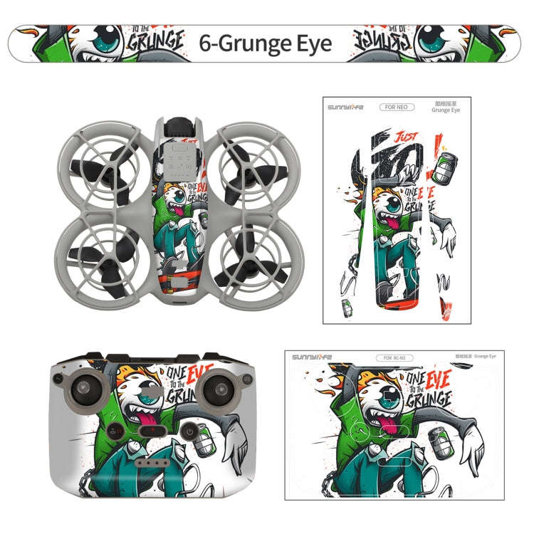 For DJI Neo Drone Body Remote Control Protective Sticker(Grunge Eyes)