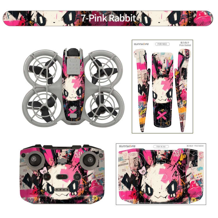 For DJI Neo Drone Body Remote Control Protective Sticker(Pink Rabbit)