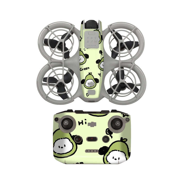 For DJI Neo Drone Body Remote Control Protective Sticker(Green Puppy)