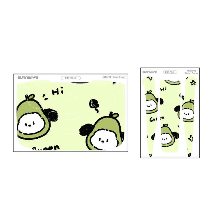 For DJI Neo Drone Body Remote Control Protective Sticker(Green Puppy)