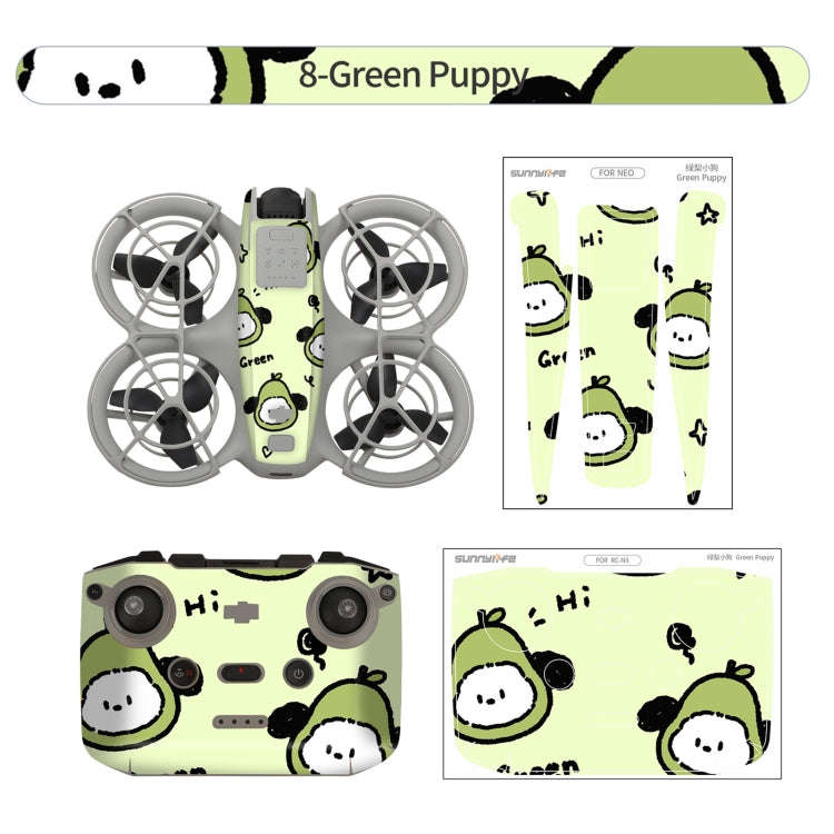 For DJI Neo Drone Body Remote Control Protective Sticker(Green Puppy)