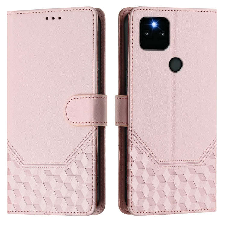 For Google Pixel 5a 5G Honeycomb Embossing RFID Leather Phone Case(Pink)