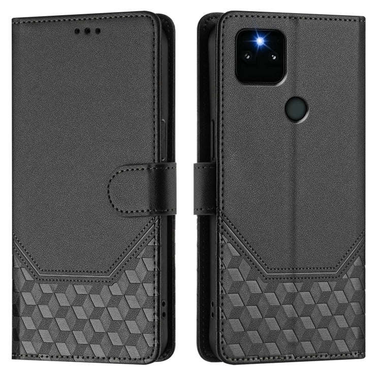 For Google Pixel 5a 5G Honeycomb Embossing RFID Leather Phone Case(Black)