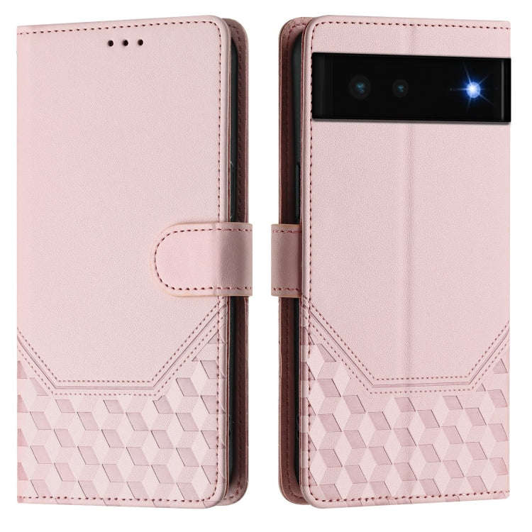 For Google Pixel 6 Honeycomb Embossing RFID Leather Phone Case(Pink)