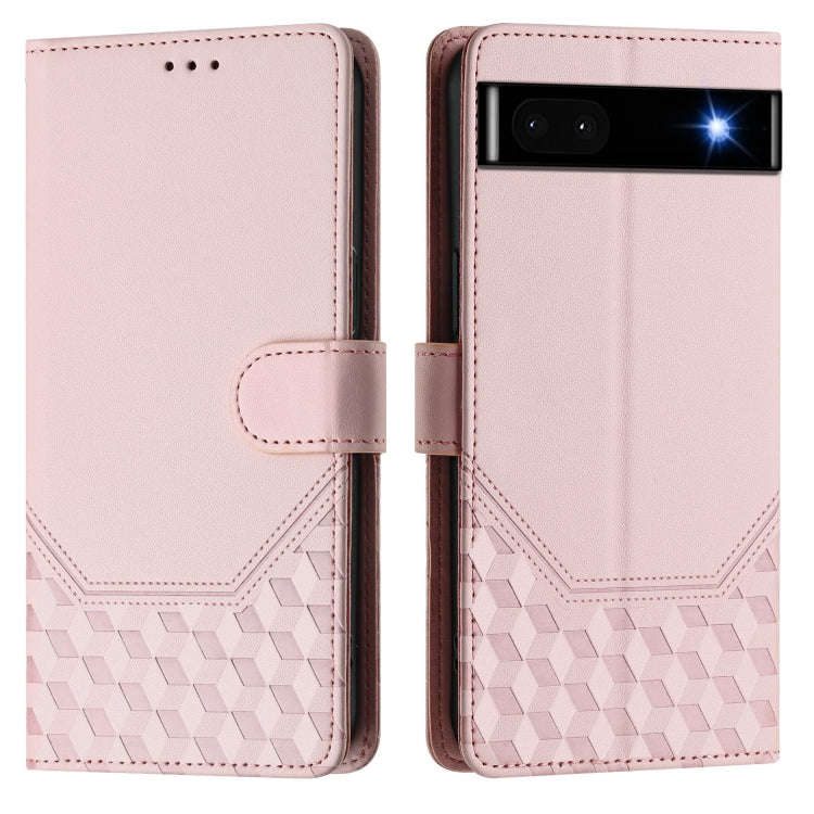 For Google Pixel 6a Honeycomb Embossing RFID Leather Phone Case(Pink)