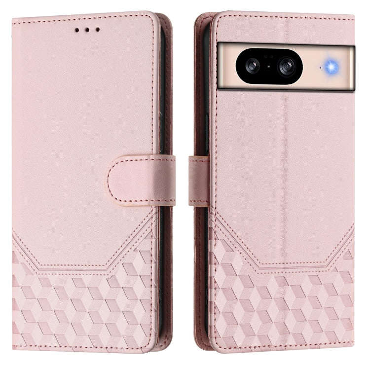 For Google Pixel 8 Honeycomb Embossing RFID Leather Phone Case(Pink)