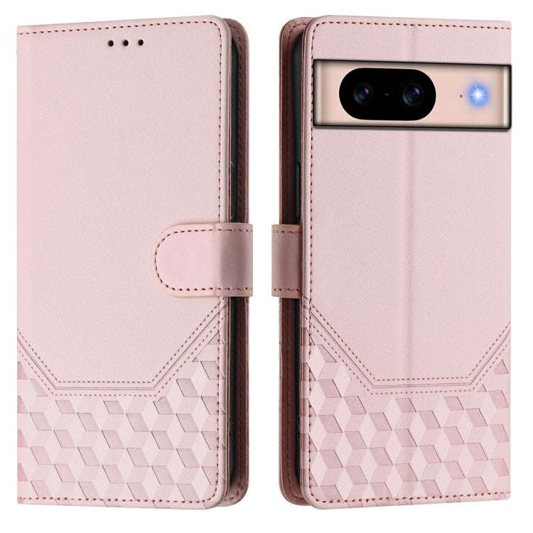 For Google Pixel 8a Honeycomb Embossing RFID Leather Phone Case(Pink)