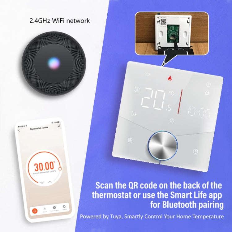 BHT-009GBLW-MT Electric Heating WiFi Smart Home LED Thermostat with Matter(Black)