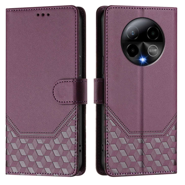 For BLU Bold K50 Honeycomb Embossing RFID Leather Phone Case(Violet)