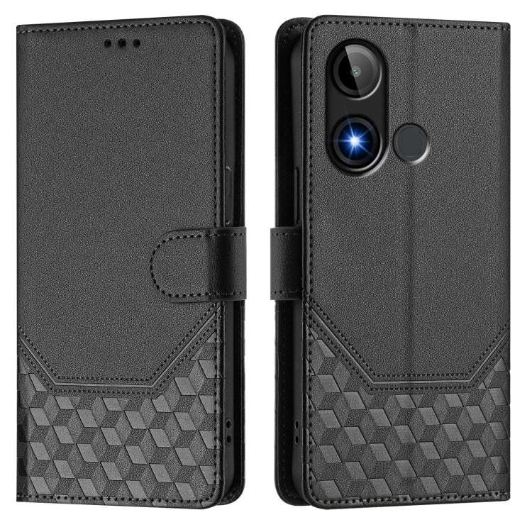 For BLU C9 Honeycomb Embossing RFID Leather Phone Case(Black)