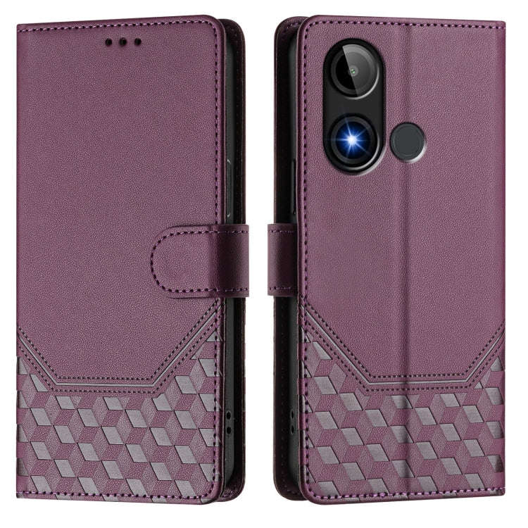 For BLU C9 Honeycomb Embossing RFID Leather Phone Case(Violet)