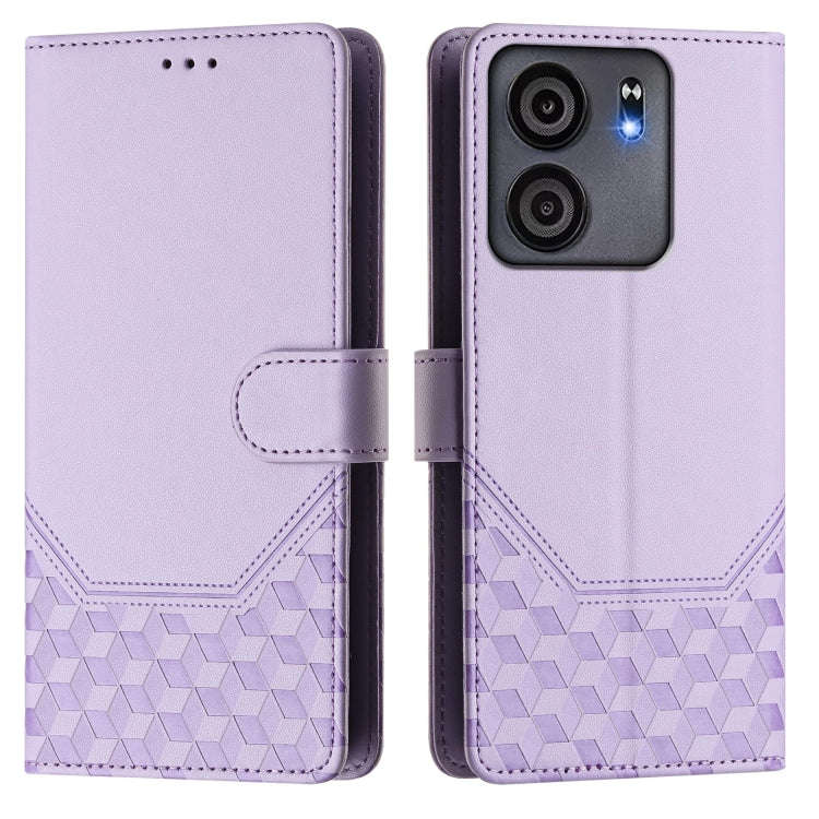 For BLU View 5 Honeycomb Embossing RFID Leather Phone Case(Light Purple)