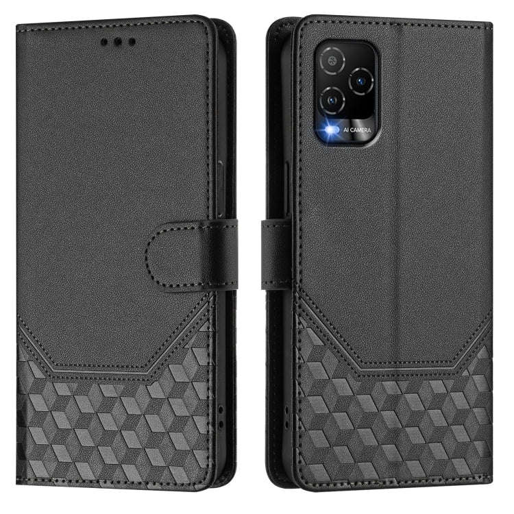For BLU View 5 Pro Honeycomb Embossing RFID Leather Phone Case(Black)