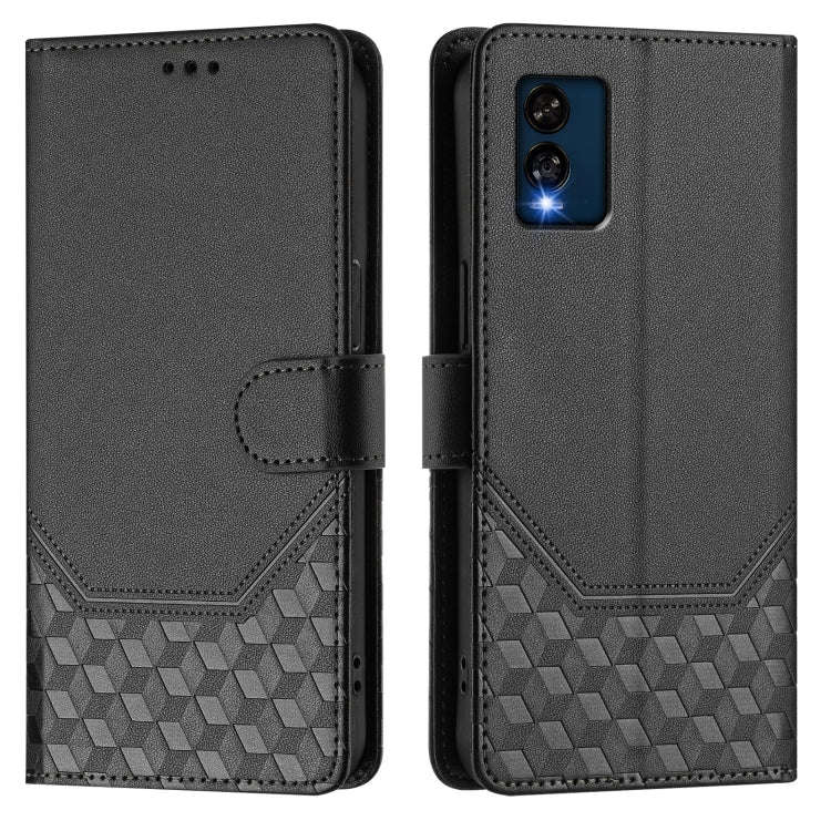 For BLU View Speed Honeycomb Embossing RFID Leather Phone Case(Black)