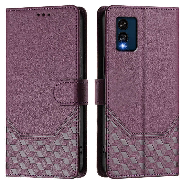 For BLU View Speed Honeycomb Embossing RFID Leather Phone Case(Violet)