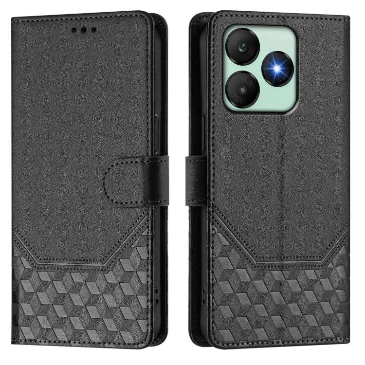 For Wiko T20 Honeycomb Embossing RFID Leather Phone Case(Black)