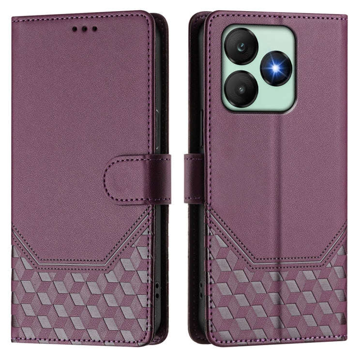 For Wiko T20 Honeycomb Embossing RFID Leather Phone Case(Violet)