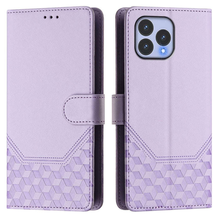 For Wiko T60 Honeycomb Embossing RFID Leather Phone Case(Light Purple)
