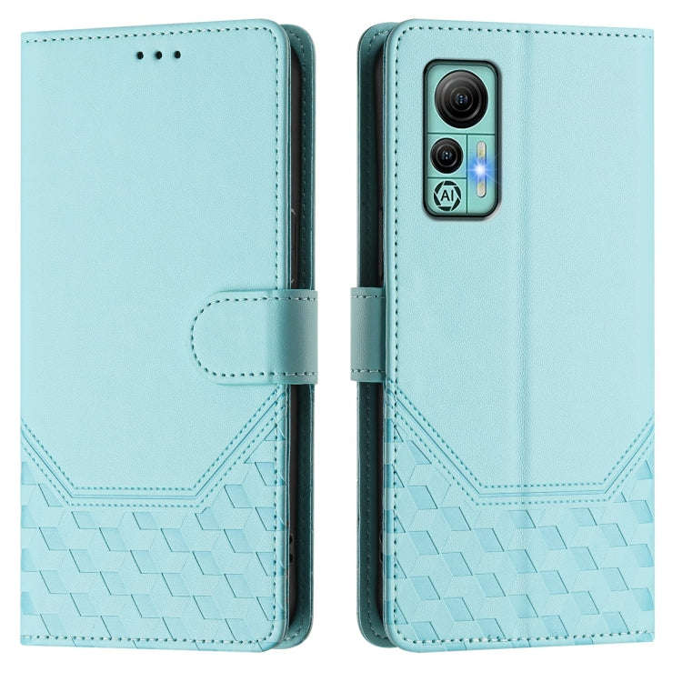 For Ulefone Note 14 Honeycomb Embossing RFID Leather Phone Case(Mint Green)