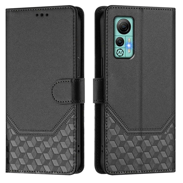 For Ulefone Note 14 Honeycomb Embossing RFID Leather Phone Case(Black)