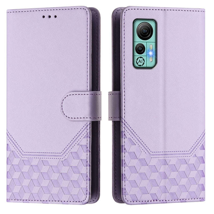 For Ulefone Note 14 Honeycomb Embossing RFID Leather Phone Case(Light Purple)