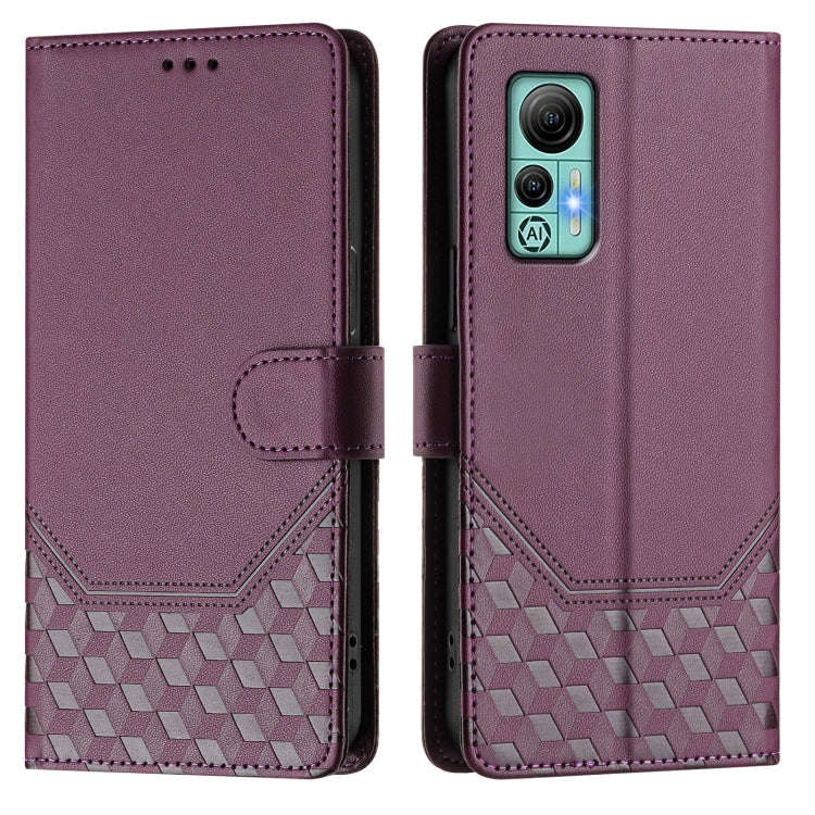 For Ulefone Note 14 Honeycomb Embossing RFID Leather Phone Case(Violet)
