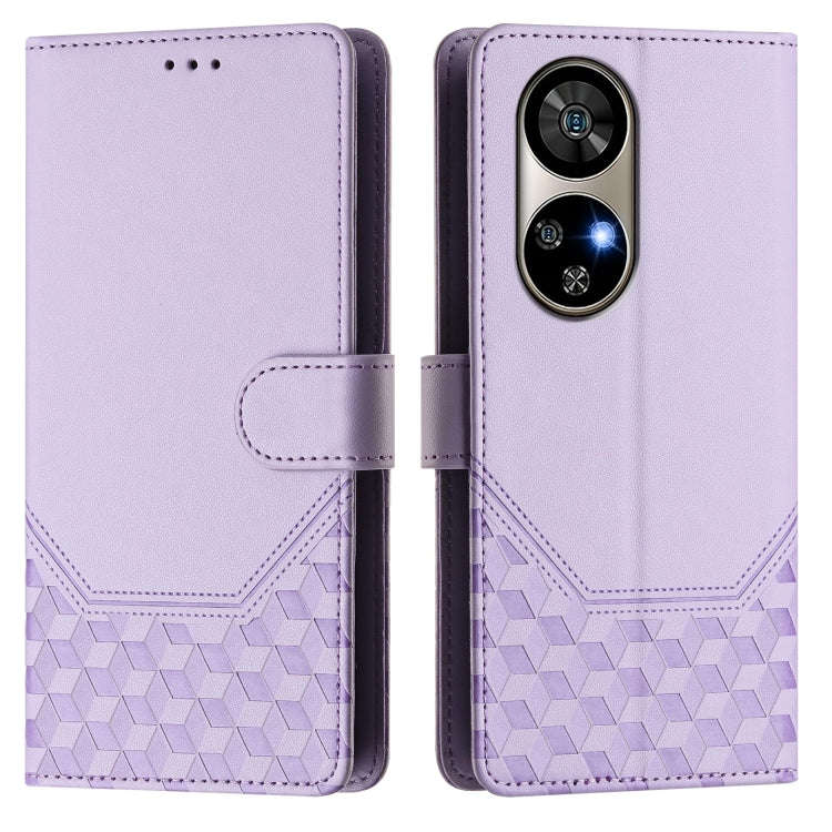 For Ulefone Note 17 Pro Honeycomb Embossing RFID Leather Phone Case(Light Purple)